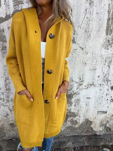 Cardigan mi-long en maille avec poches
