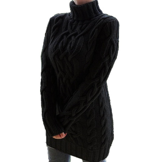 Robe-pull femme épaisse à double col, automne-hiver